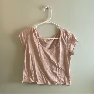 Faded Pink Cropped Tee with Delicate Sleeves
